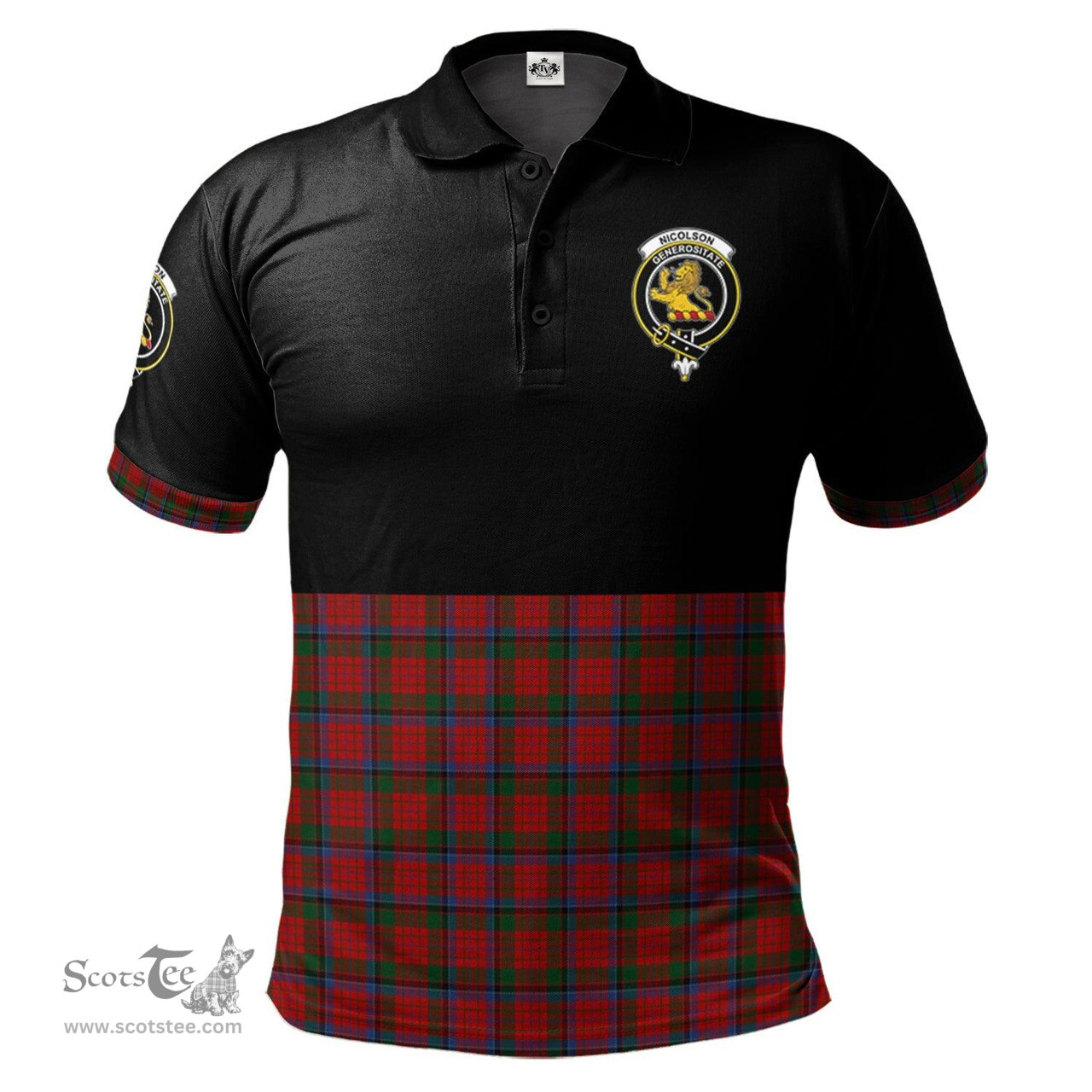 Scottish Nicolson Clan Half Of Tartan Crest Tartan Polo Shirt Scottish Plaid Tartan Plaid - ScotsTee - scotstee.com