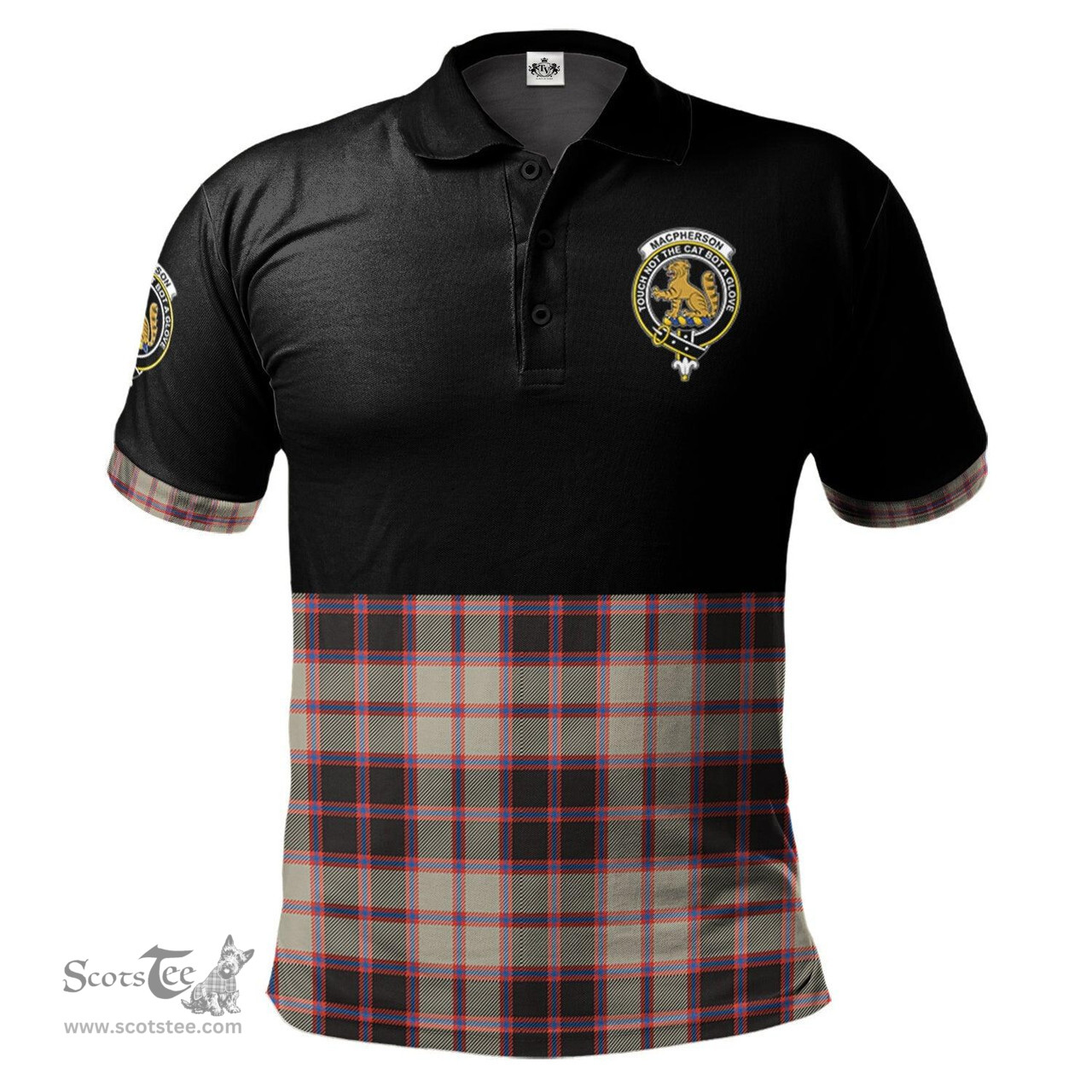 Scottish MacPherson Hunting Ancient Clan Half Of Tartan Crest Tartan Polo Shirt Scottish Plaid Tartan Plaid - ScotsTee - scotstee.com