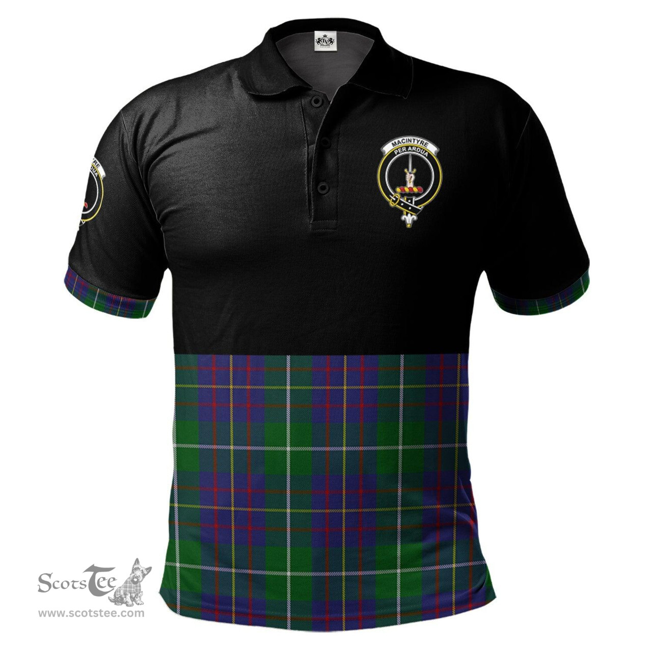 Scottish MacIntyre Inglis Clan Half Of Tartan Crest Tartan Polo Shirt Scottish Plaid Tartan Plaid - ScotsTee - scotstee.com