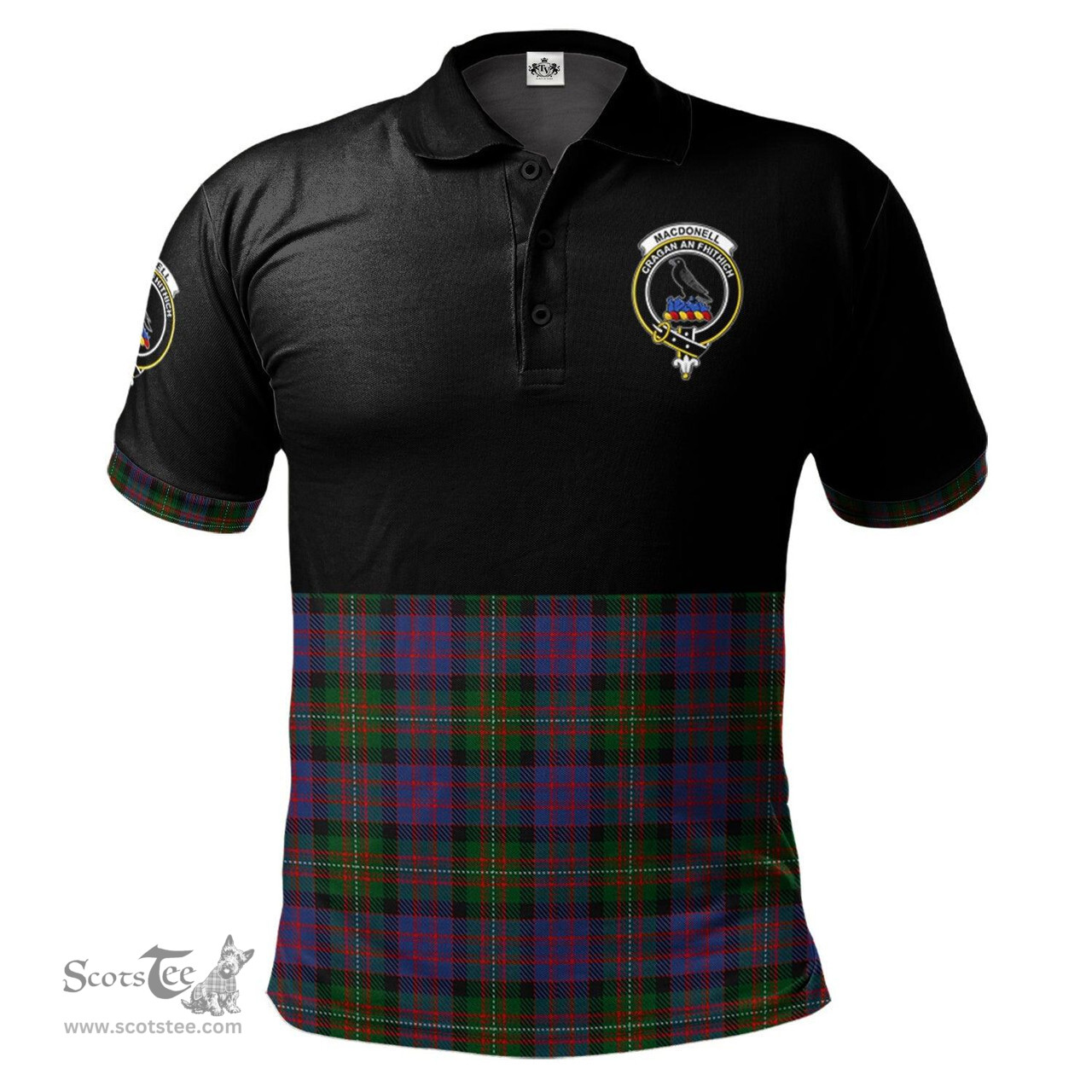 Scottish MacDonell of Glengarry Clan Half Of Tartan Crest Tartan Polo Shirt Scottish Plaid Tartan Plaid - ScotsTee - scotstee.com