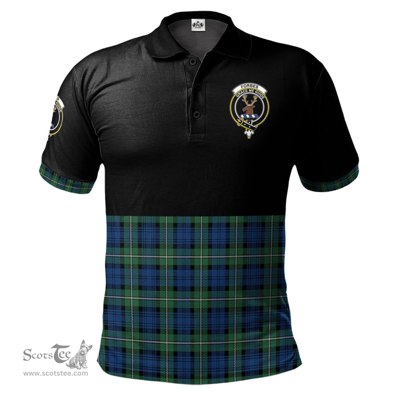Scottish Forbes Ancient Clan Half Of Tartan Crest Tartan Polo Shirt Scottish Plaid Tartan Plaid - ScotsTee - scotstee.com