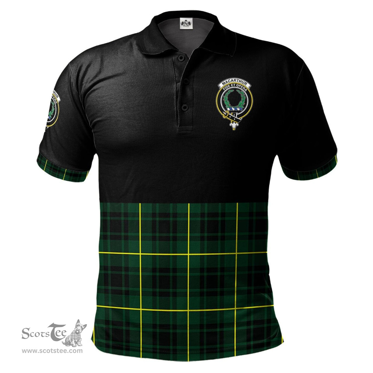 Scottish MacArthur Modern Clan Half Of Tartan Crest Tartan Polo Shirt Scottish Plaid Tartan Plaid - ScotsTee - scotstee.com