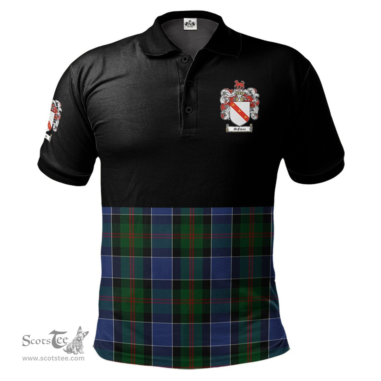 Scottish McFadzen 01 Clan Half Of Tartan Crest Tartan Polo Shirt Scottish Plaid Tartan Plaid - ScotsTee - scotstee.com