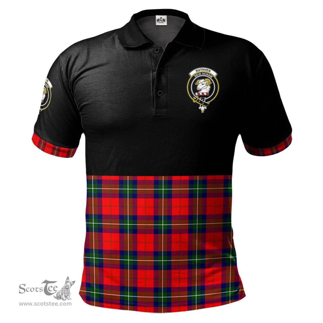 Scottish Ruthven Modern Clan Half Of Tartan Crest Tartan Polo Shirt Scottish Plaid Tartan Plaid - ScotsTee - scotstee.com