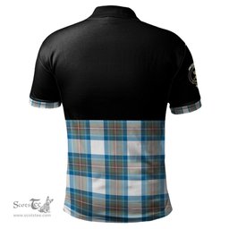 Scottish Stewart Muted Blue Clan Half Of Tartan Crest Tartan Polo Shirt Scottish Plaid Tartan Plaid - ScotsTee - scotstee.com