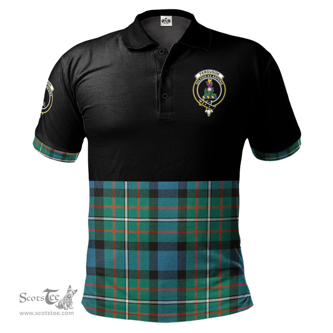Scottish Ferguson Ancient Clan Half Of Tartan Crest Tartan Polo Shirt Scottish Plaid Tartan Plaid - ScotsTee - scotstee.com