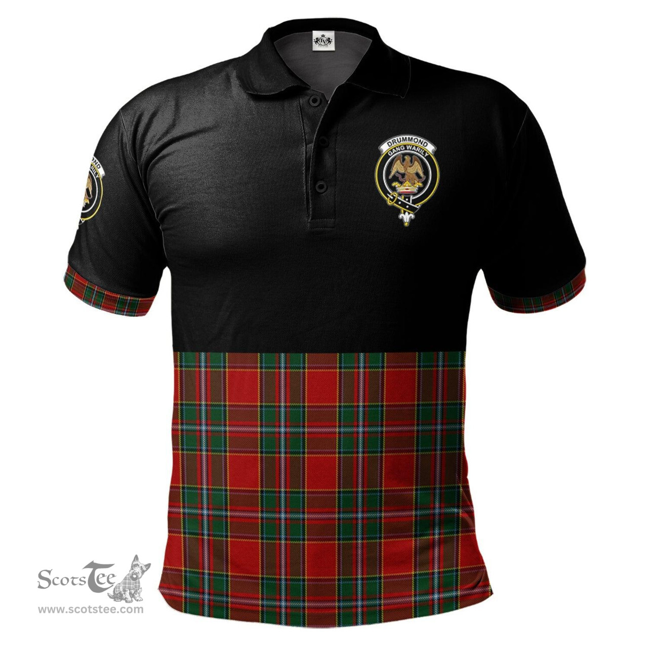 Scottish Drummond Ancient Clan Half Of Tartan Crest Tartan Polo Shirt Scottish Plaid Tartan Plaid - ScotsTee - scotstee.com