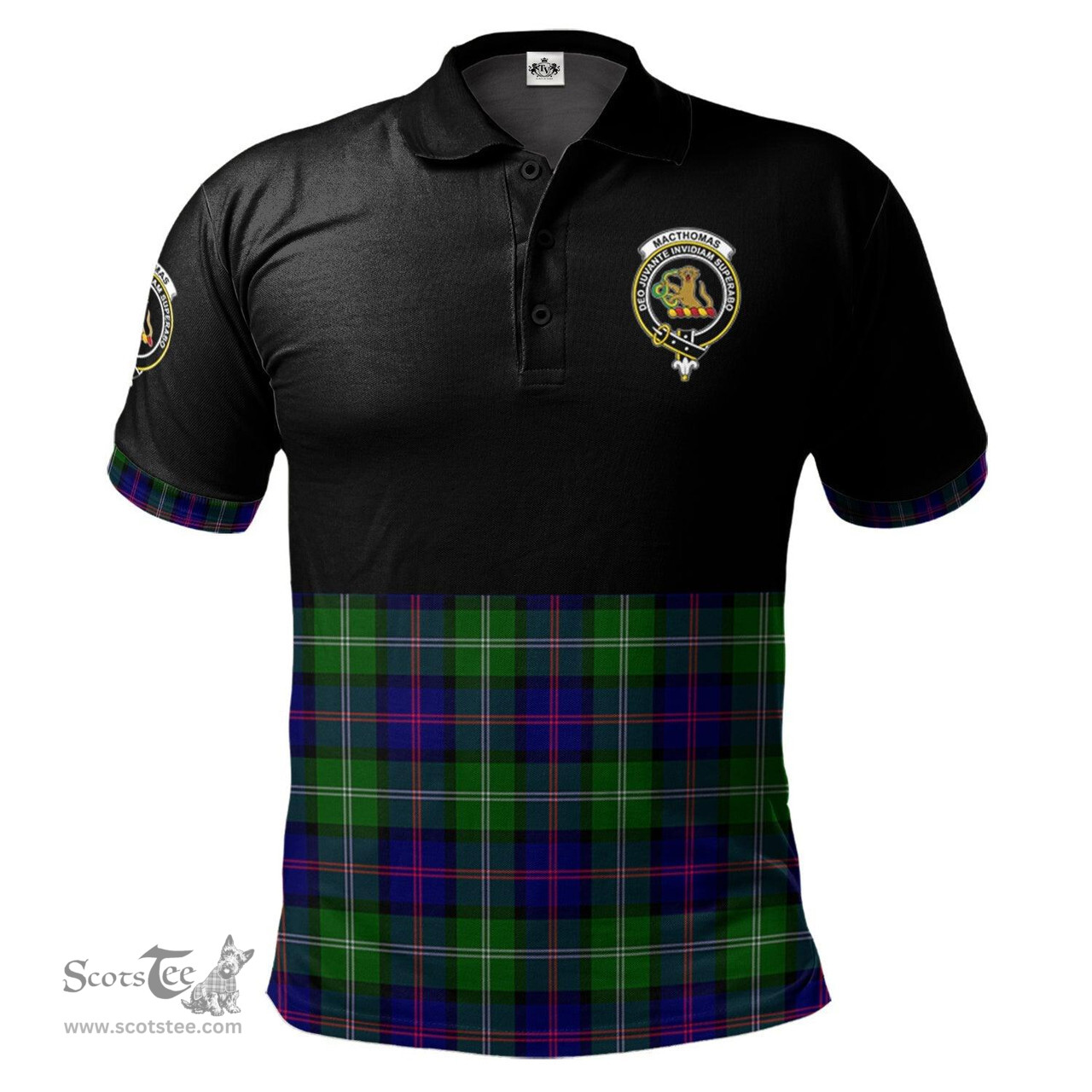 Scottish MacThomas Modern Clan Half Of Tartan Crest Tartan Polo Shirt Scottish Plaid Tartan Plaid - ScotsTee - scotstee.com