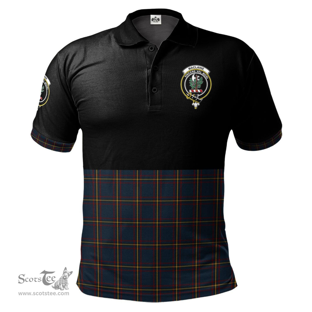 Scottish MacLaine of Lochbuie Hunting Clan Half Of Tartan Crest Tartan Polo Shirt Scottish Plaid Tartan Plaid - ScotsTee - scotstee.com