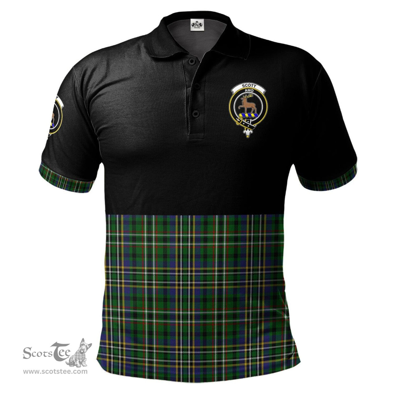 Scottish Scott Green Clan Half Of Tartan Crest Tartan Polo Shirt Scottish Plaid Tartan Plaid - ScotsTee - scotstee.com