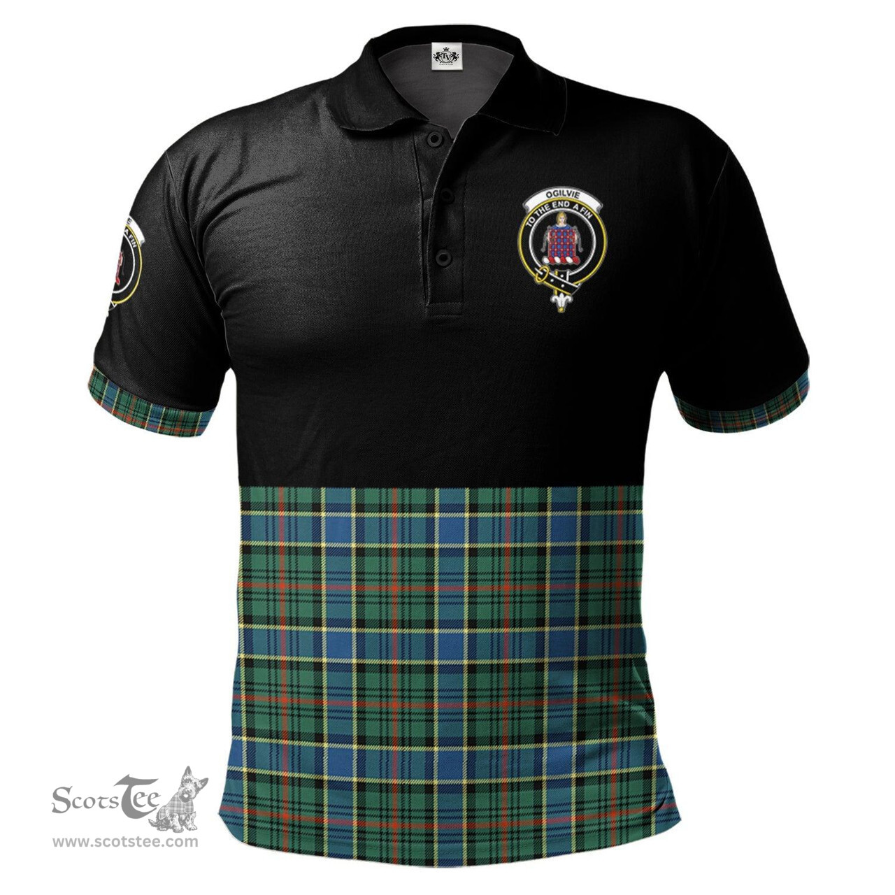 Scottish Ogilvie (Ogilvy) Hunting Ancient Clan Half Of Tartan Crest Tartan Polo Shirt Scottish Plaid Tartan Plaid - ScotsTee - scotstee.com