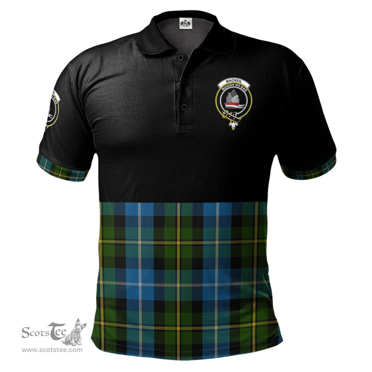 Scottish MacNeil of Barra Clan Half Of Tartan Crest Tartan Polo Shirt Scottish Plaid Tartan Plaid - ScotsTee - scotstee.com