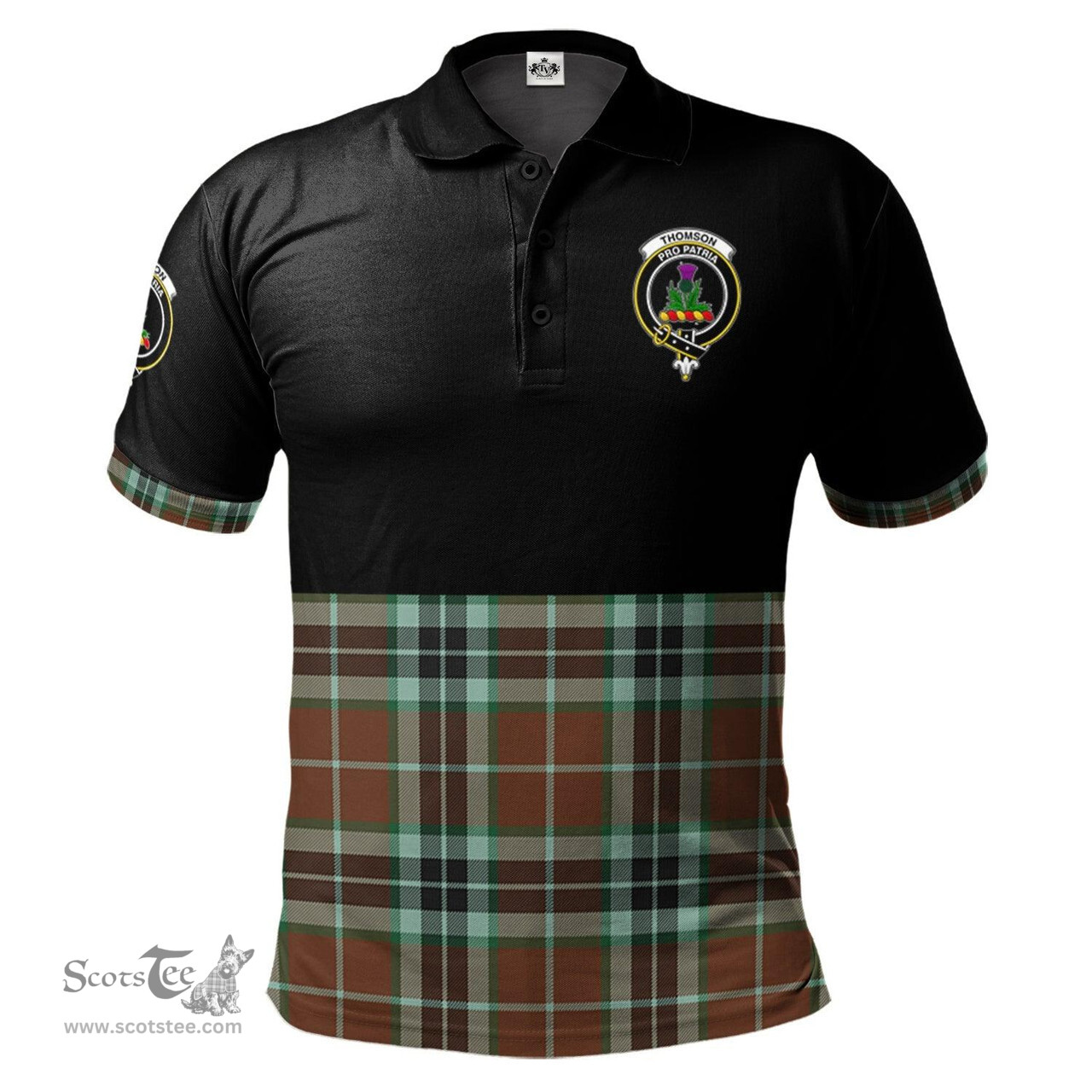 Scottish Thomson Hunting Modern Clan Half Of Tartan Crest Tartan Polo Shirt Scottish Plaid Tartan Plaid - ScotsTee - scotstee.com