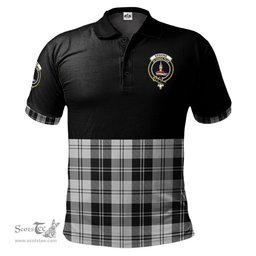 Scottish Erskine Black and White Clan Half Of Tartan Crest Tartan Polo Shirt Scottish Plaid Tartan Plaid - ScotsTee - scotstee.com