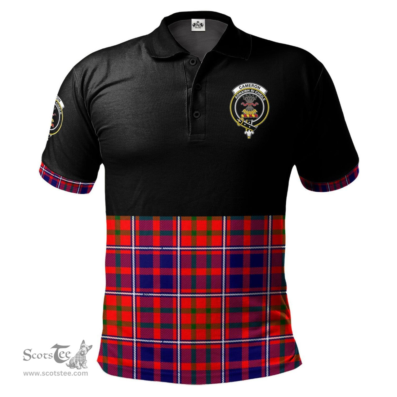 Scottish Cameron of Lochiel Modern Clan Half Of Tartan Crest Tartan Polo Shirt Scottish Plaid Tartan Plaid - ScotsTee - scotstee.com