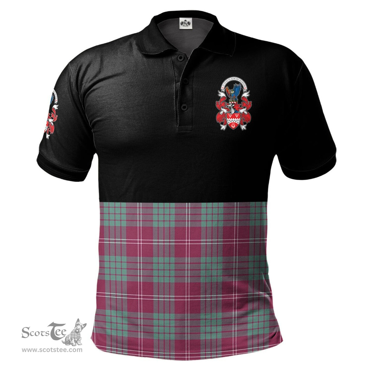 Scottish Crawford Ancient of NewZealand Clan Half Of Tartan Crest Tartan Polo Shirt Scottish Plaid Tartan Plaid - ScotsTee - scotstee.com