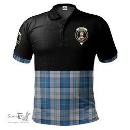 Scottish Menzies Dress Blue and White Clan Half Of Tartan Crest Tartan Polo Shirt Scottish Plaid Tartan Plaid - ScotsTee - scotstee.com