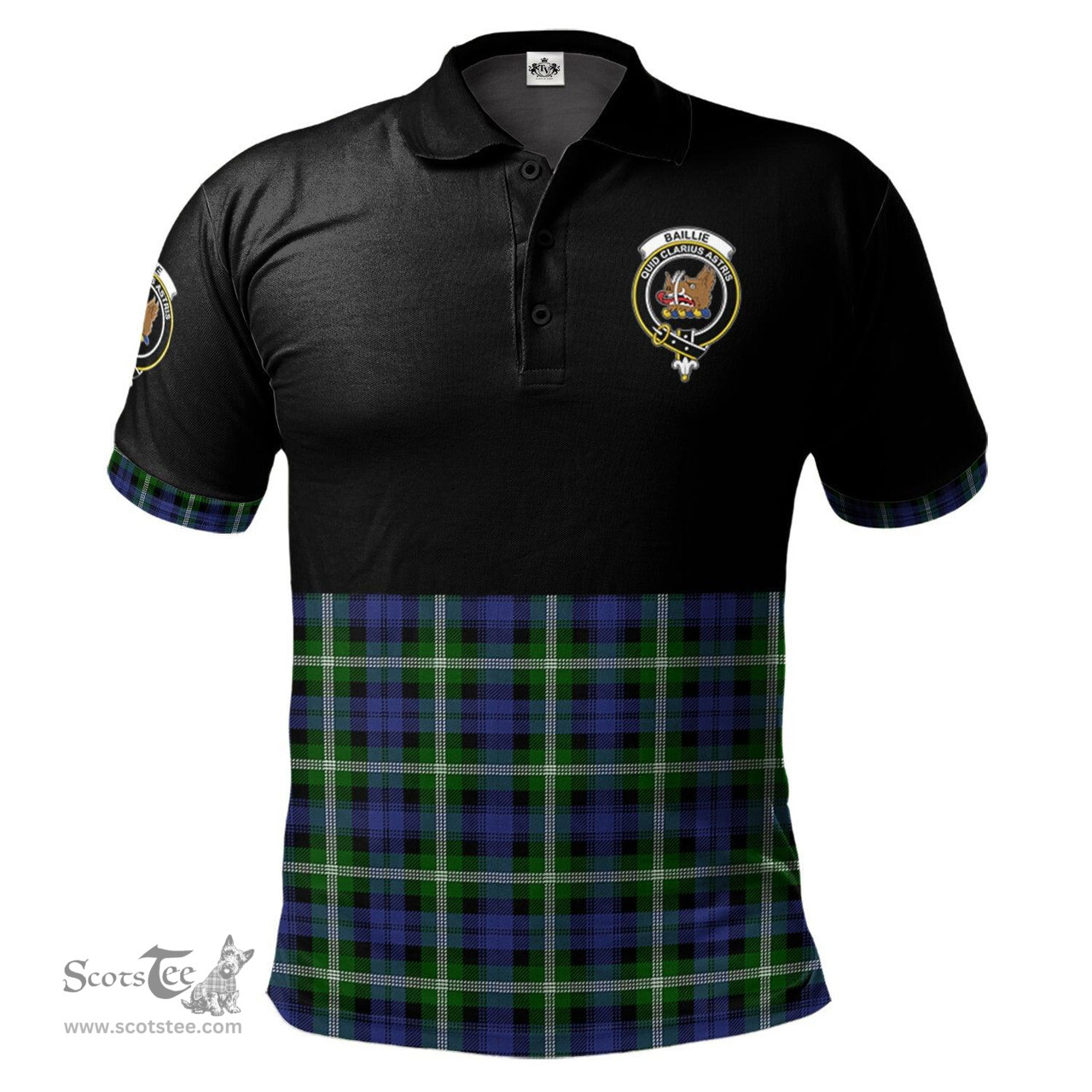 Scottish Baillie Modern Clan Half Of Tartan Crest Tartan Polo Shirt Scottish Plaid Tartan Plaid - ScotsTee - scotstee.com