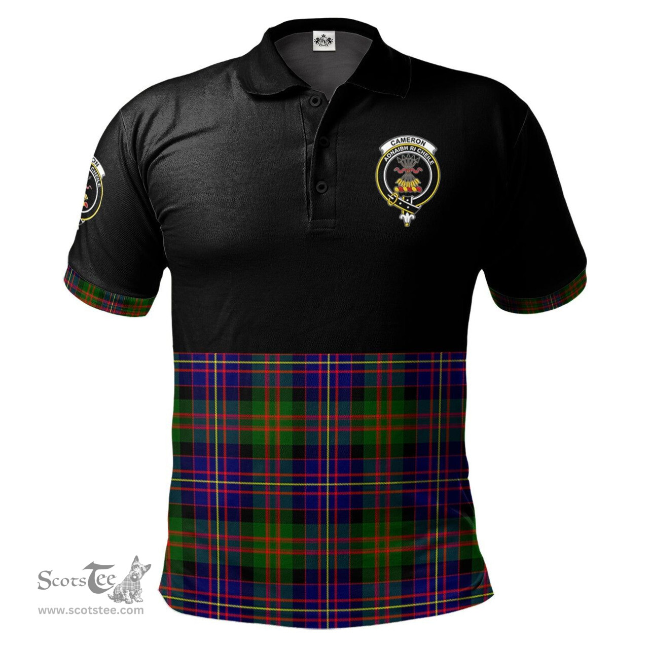 Scottish Cameron of Erracht Modern Clan Half Of Tartan Crest Tartan Polo Shirt Scottish Plaid Tartan Plaid - ScotsTee - scotstee.com