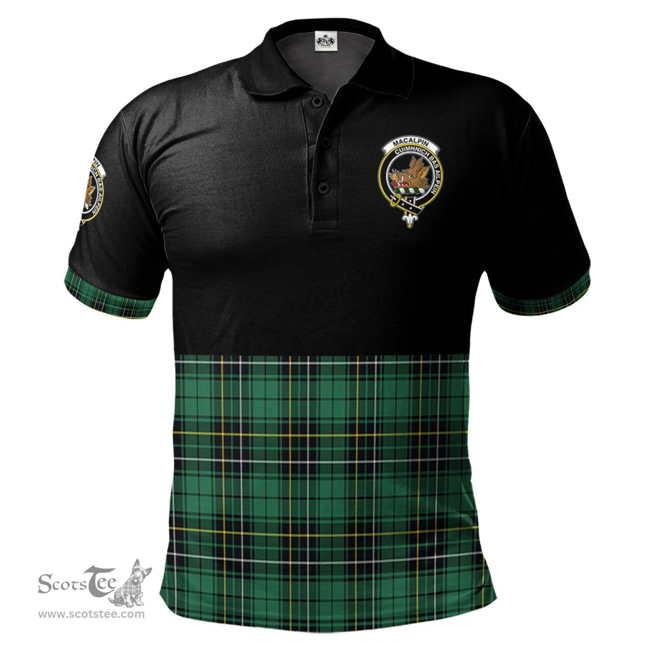 Scottish MacAlpin Ancient Clan Half Of Tartan Crest Tartan Polo Shirt Scottish Plaid Tartan Plaid - ScotsTee - scotstee.com