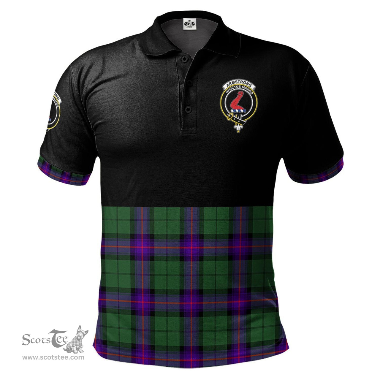 Scottish Armstrong Modern Clan Half Of Tartan Crest Tartan Polo Shirt Scottish Plaid Tartan Plaid - ScotsTee - scotstee.com