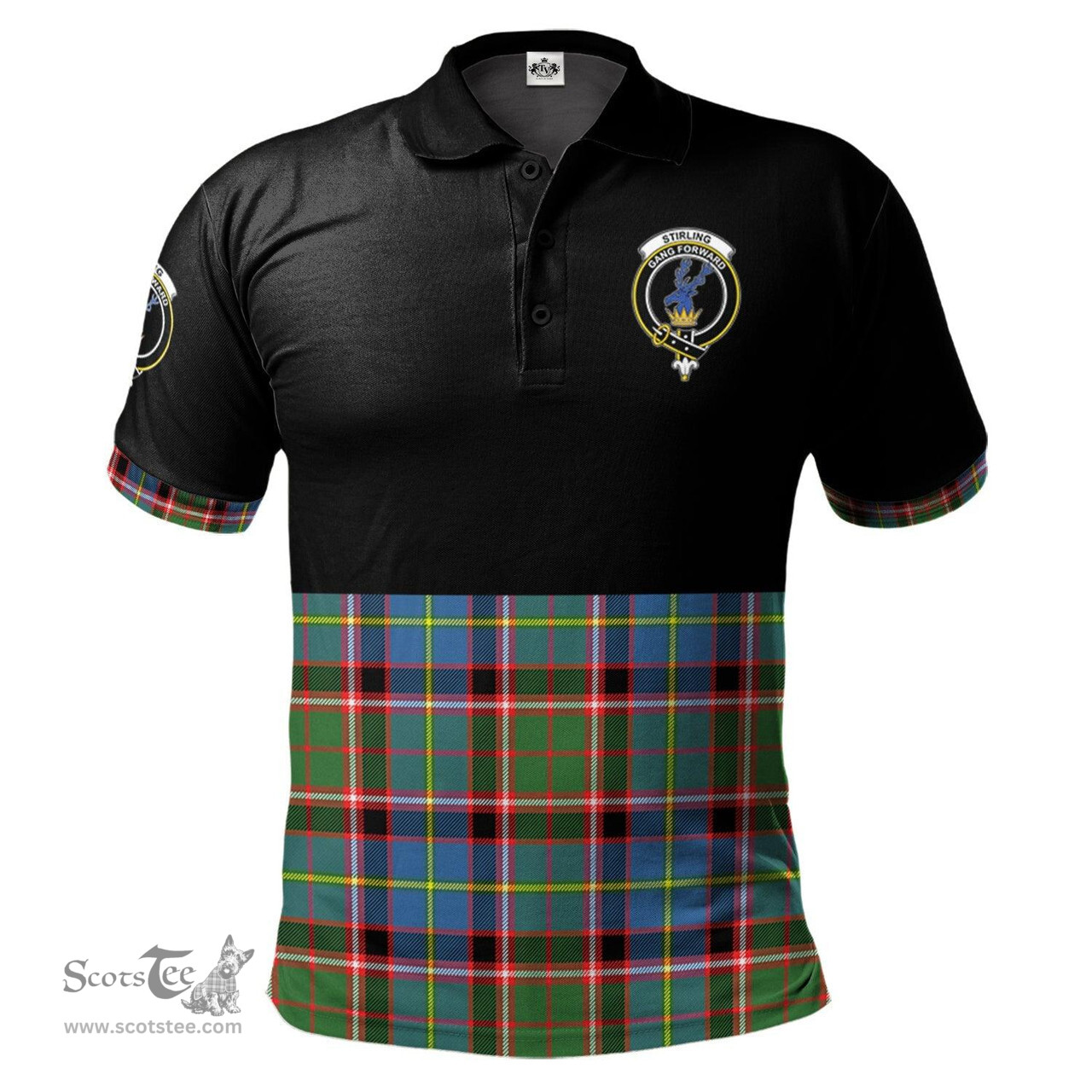 Scottish Stirling Bannockburn Clan Half Of Tartan Crest Tartan Polo Shirt Scottish Plaid Tartan Plaid - ScotsTee - scotstee.com