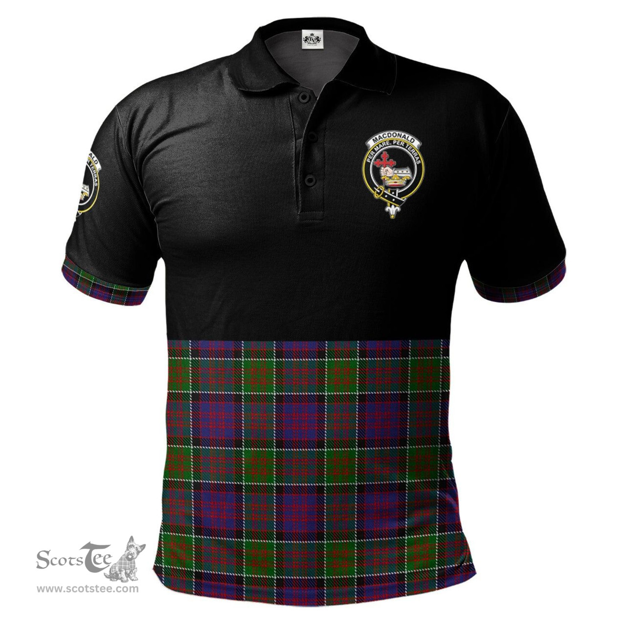 Scottish MacDonald of Clanranald Modern Clan Half Of Tartan Crest Tartan Polo Shirt Scottish Plaid Tartan Plaid - ScotsTee - scotstee.com