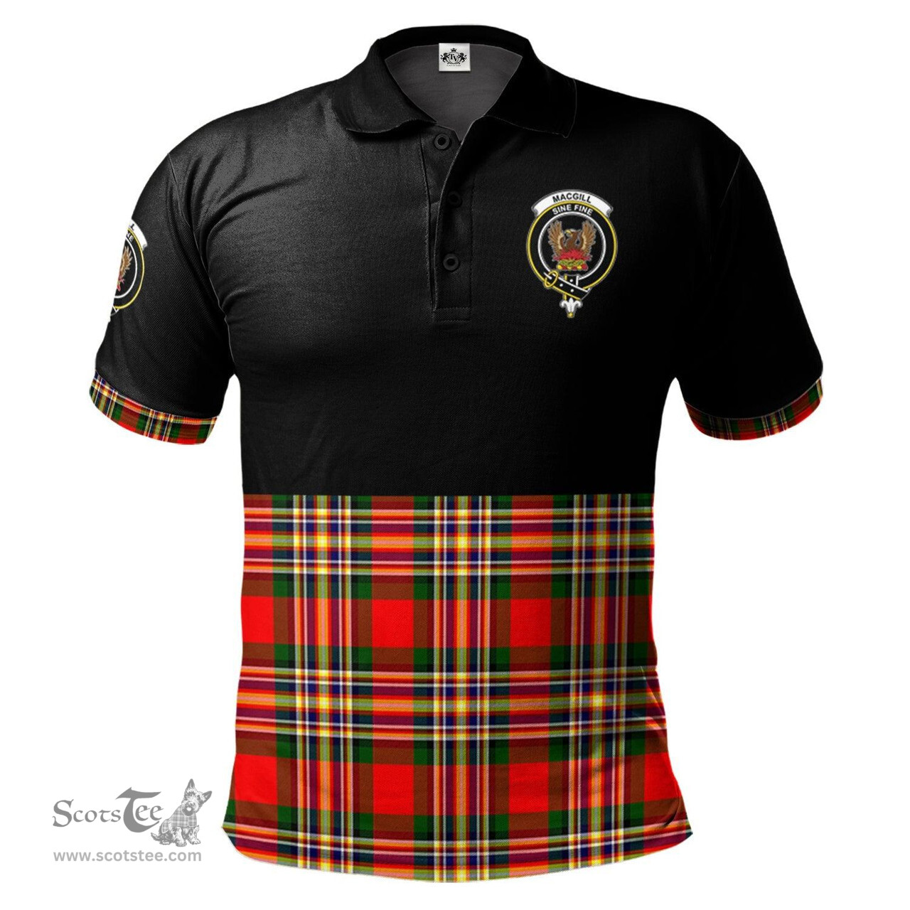 Scottish MacGill Modern Clan Half Of Tartan Crest Tartan Polo Shirt Scottish Plaid Tartan Plaid - ScotsTee - scotstee.com