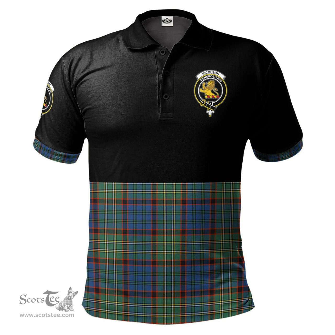 Scottish Nicolson Hunting Ancient Clan Half Of Tartan Crest Tartan Polo Shirt Scottish Plaid Tartan Plaid - ScotsTee - scotstee.com