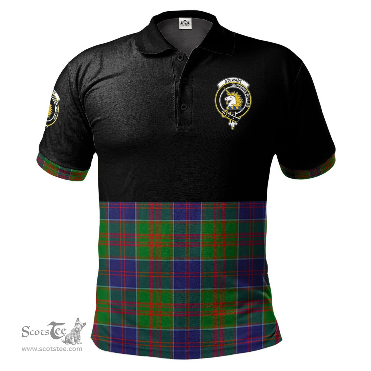 Scottish Stewart of Appin Hunting Modern Clan Half Of Tartan Crest Tartan Polo Shirt Scottish Plaid Tartan Plaid - ScotsTee - scotstee.com