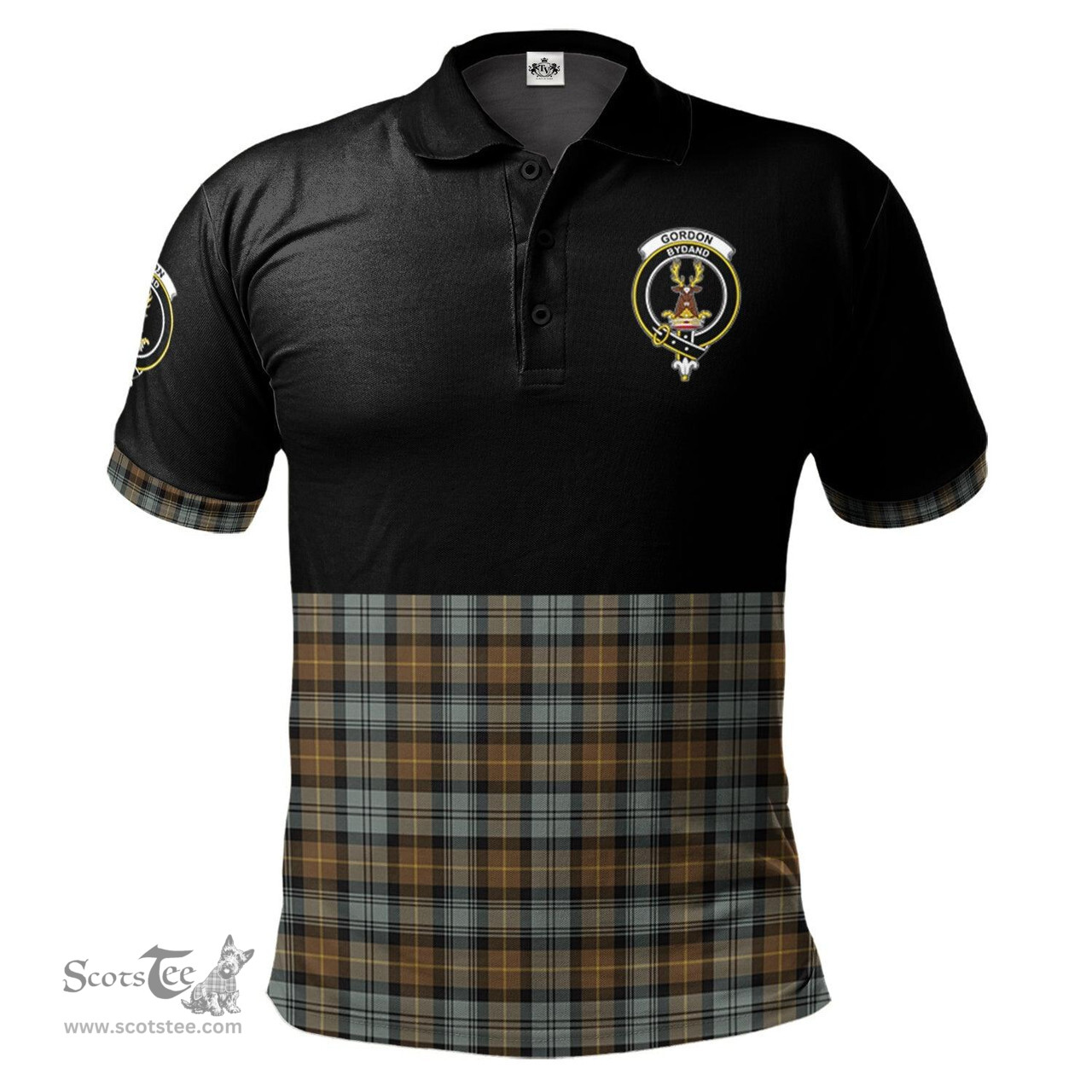 Scottish Gordon Weathered Clan Half Of Tartan Crest Tartan Polo Shirt Scottish Plaid Tartan Plaid - ScotsTee - scotstee.com