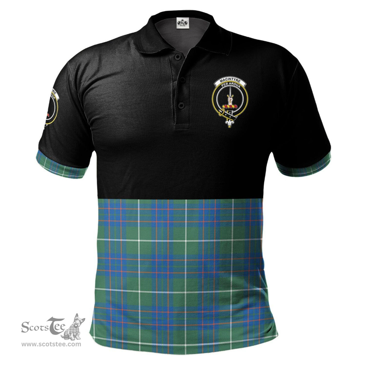 Scottish MacIntyre Hunting Ancient Clan Half Of Tartan Crest Tartan Polo Shirt Scottish Plaid Tartan Plaid - ScotsTee - scotstee.com