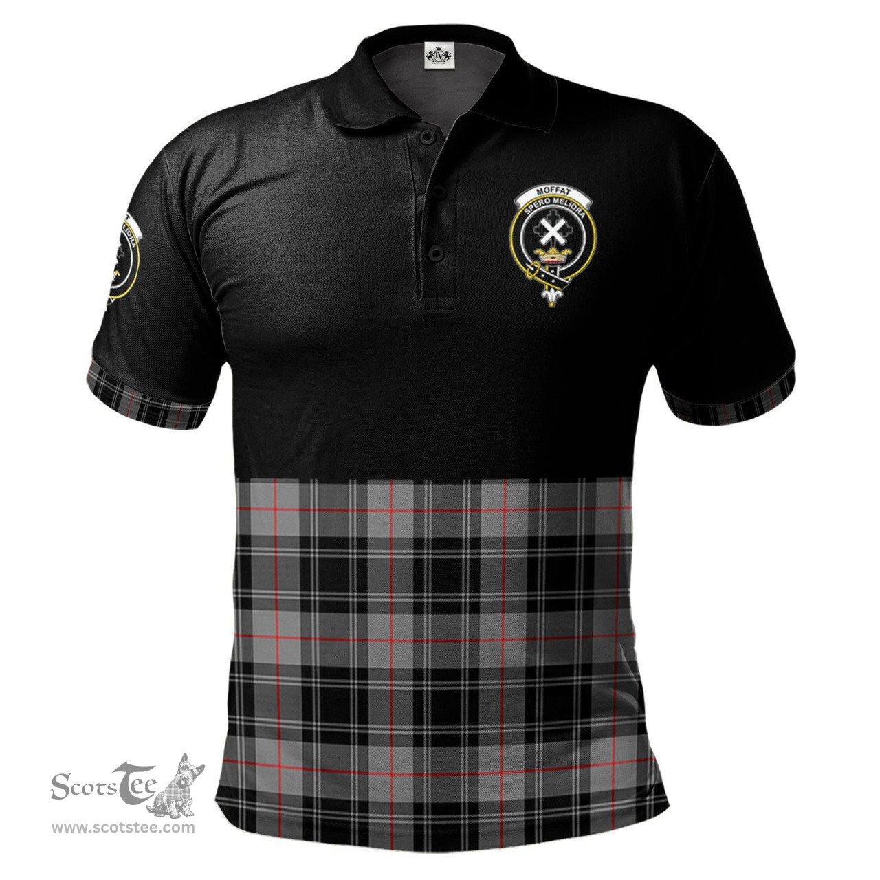 Scottish Moffat Modern Clan Half Of Tartan Crest Tartan Polo Shirt Scottish Plaid Tartan Plaid - ScotsTee - scotstee.com