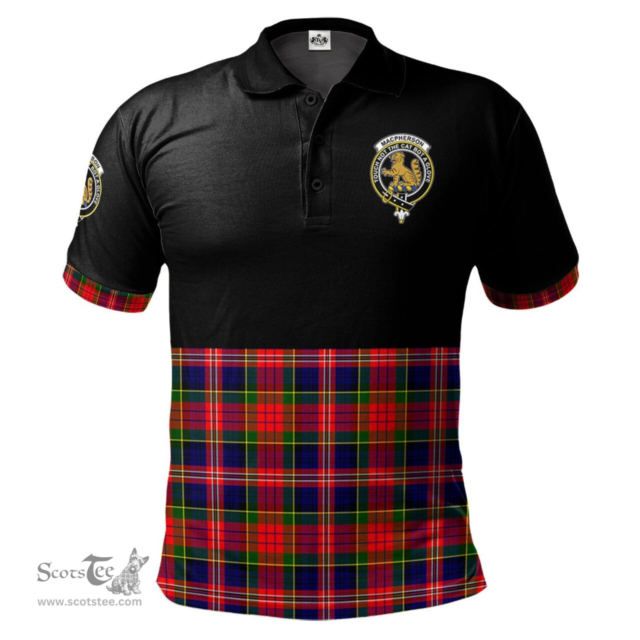 Scottish MacPherson Modern Clan Half Of Tartan Crest Tartan Polo Shirt Scottish Plaid Tartan Plaid - ScotsTee - scotstee.com