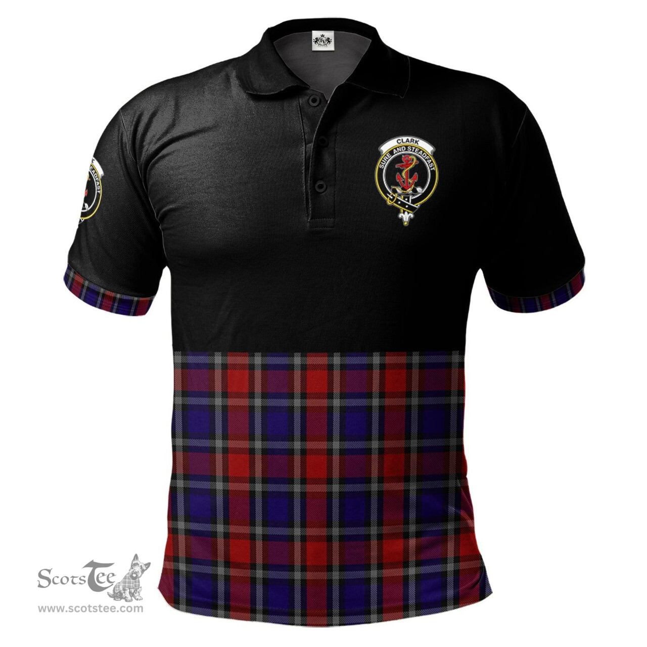 Scottish Clark Red Clan Half Of Tartan Crest Tartan Polo Shirt Scottish Plaid Tartan Plaid - ScotsTee - scotstee.com