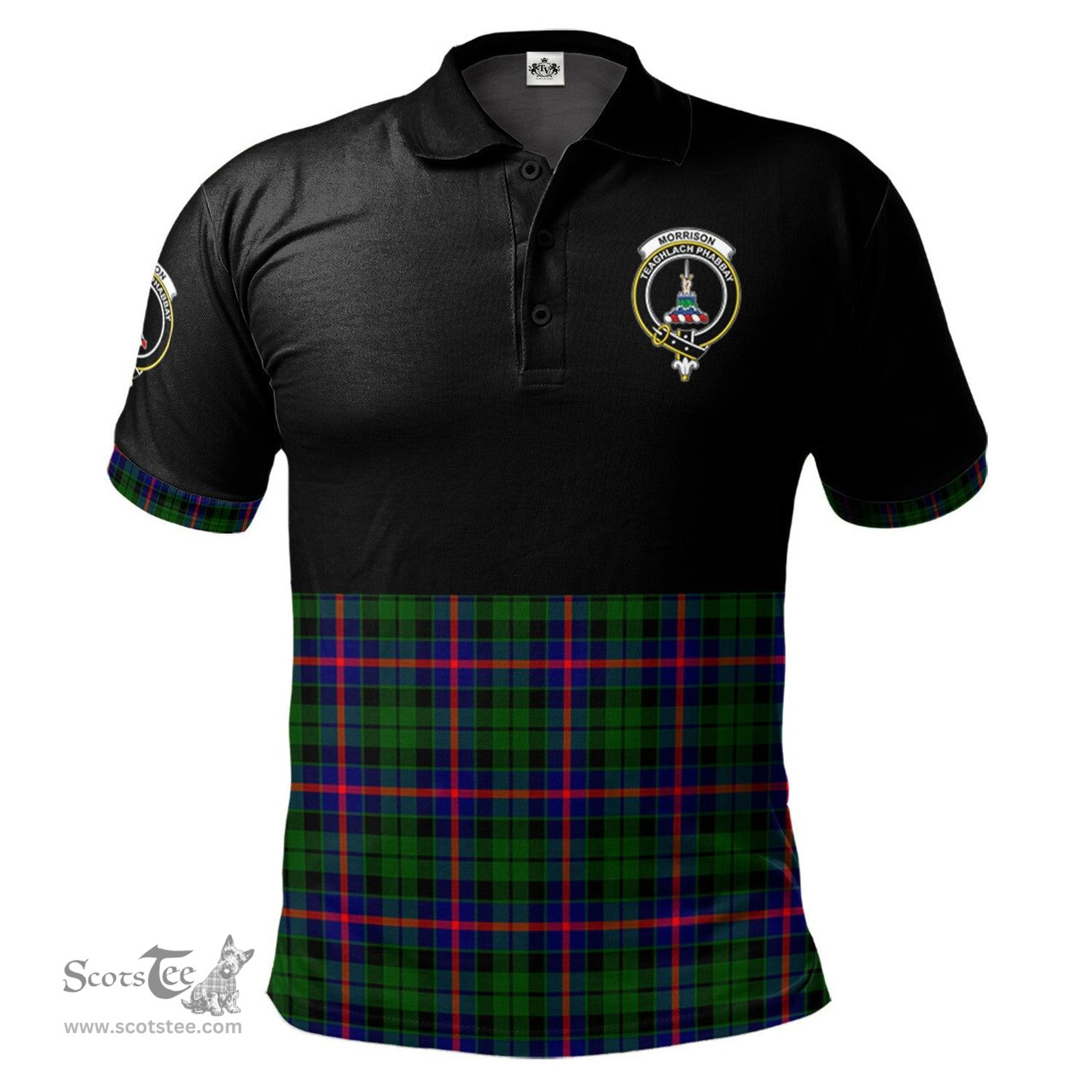 Scottish Morrison Modern Clan Half Of Tartan Crest Tartan Polo Shirt Scottish Plaid Tartan Plaid - ScotsTee - scotstee.com