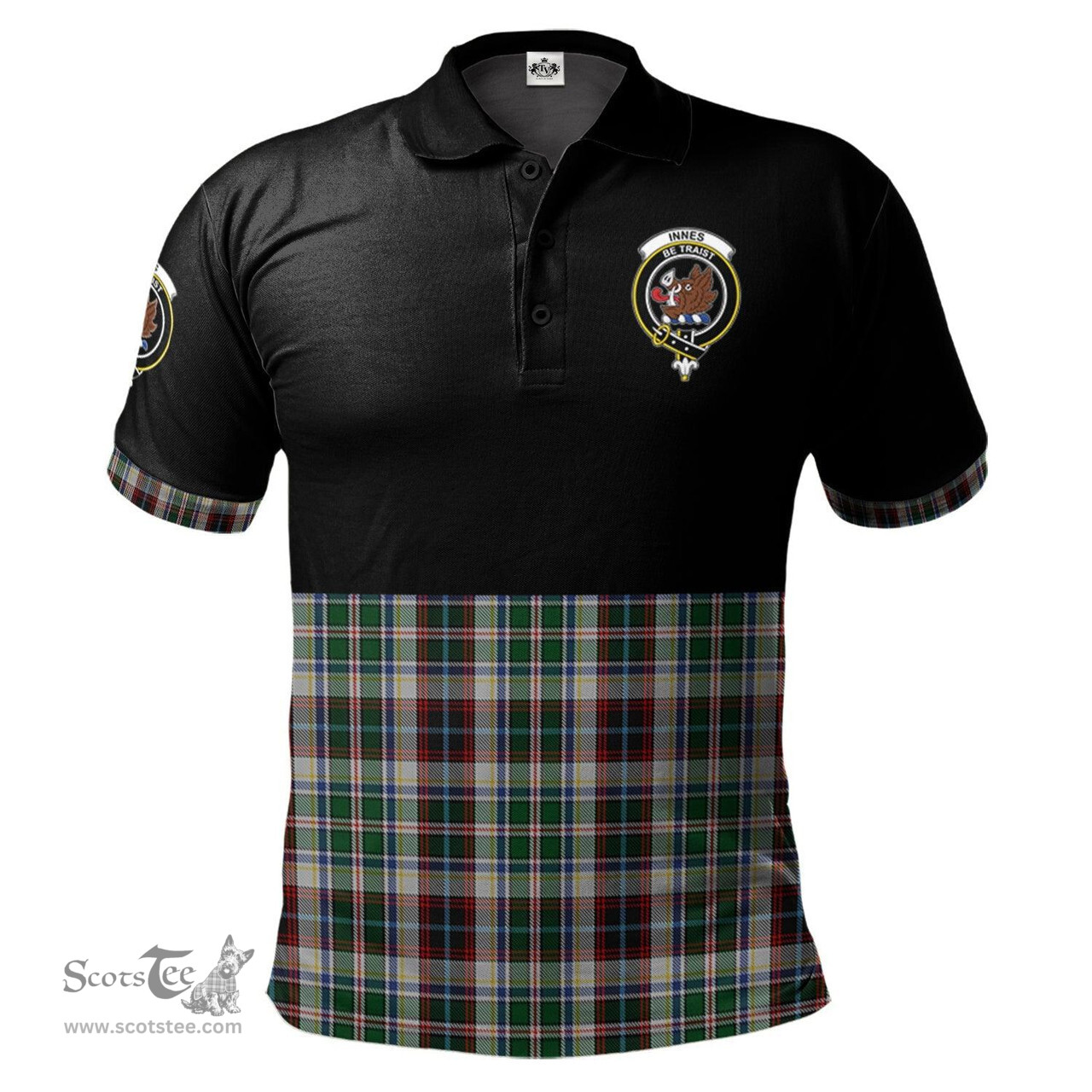 Scottish Innes Dress Clan Half Of Tartan Crest Tartan Polo Shirt Scottish Plaid Tartan Plaid - ScotsTee - scotstee.com