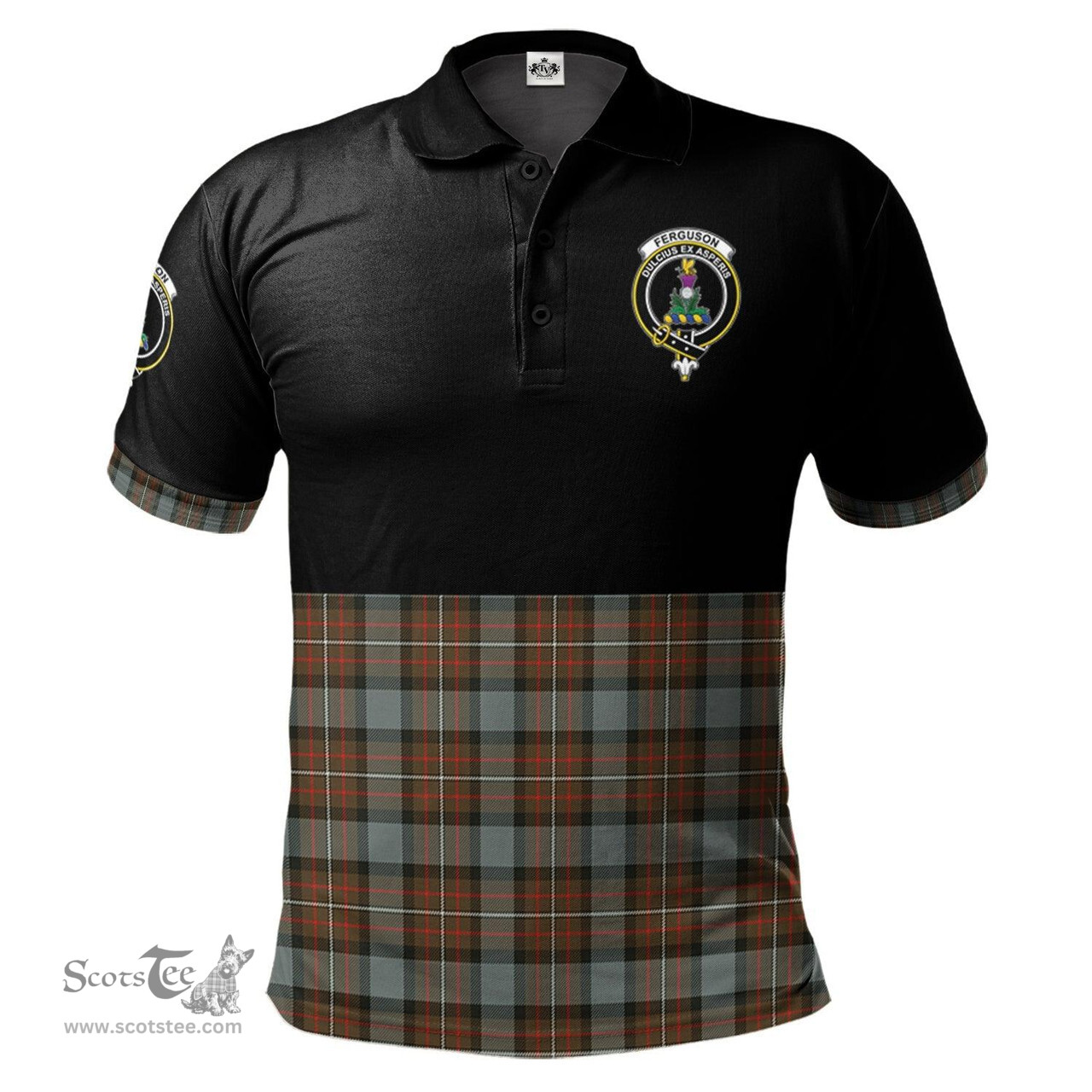 Scottish Ferguson Weathered Clan Half Of Tartan Crest Tartan Polo Shirt Scottish Plaid Tartan Plaid - ScotsTee - scotstee.com