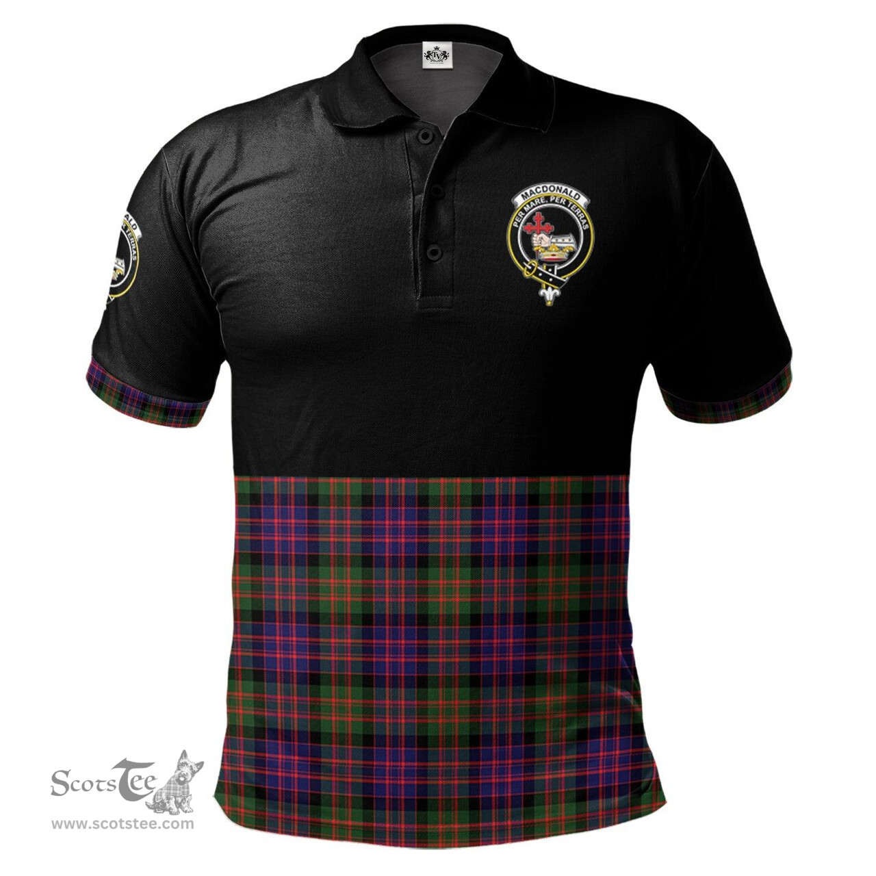 Scottish MacDonald Modern Clan Half Of Tartan Crest Tartan Polo Shirt Scottish Plaid Tartan Plaid - ScotsTee - scotstee.com