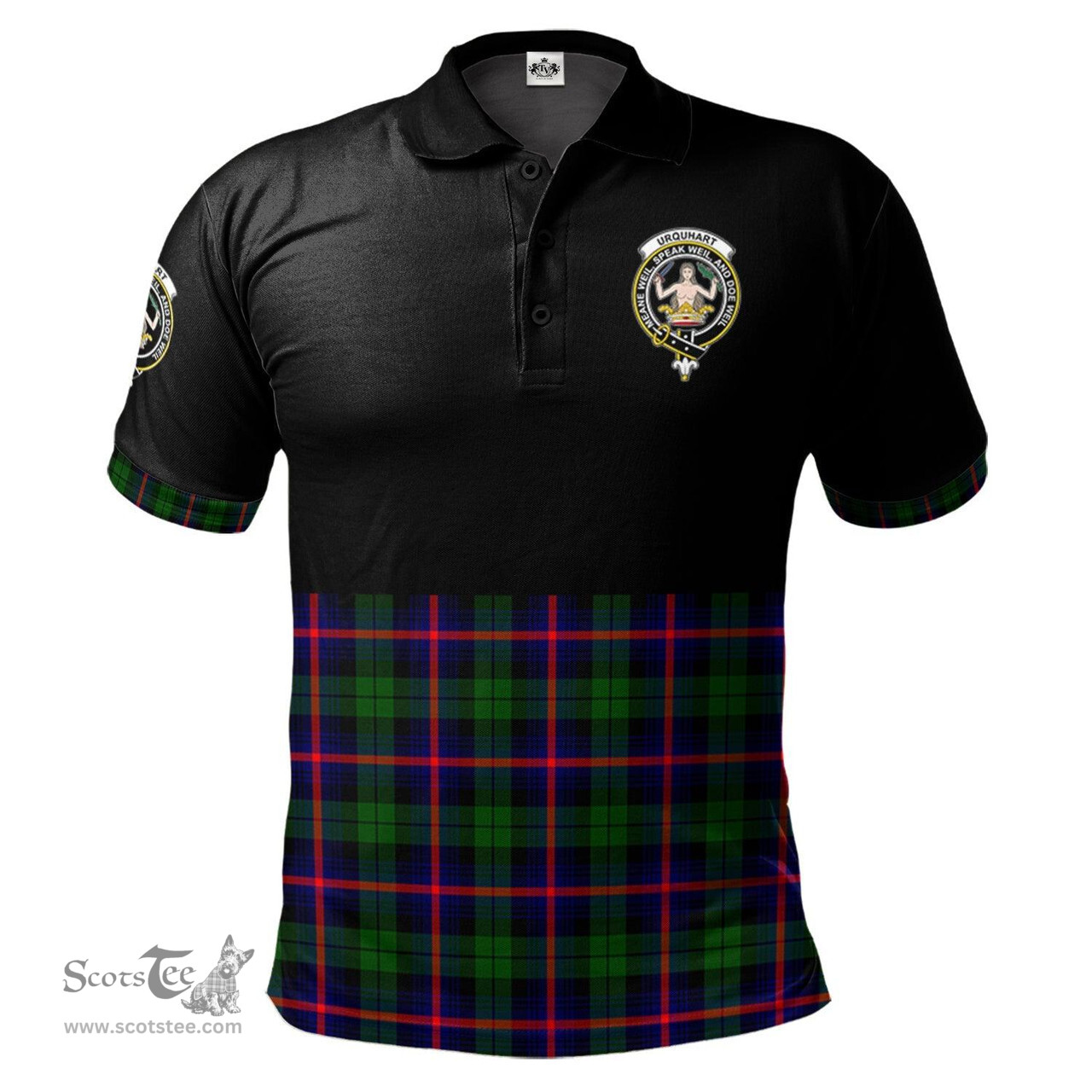 Scottish Urquhart Modern Clan Half Of Tartan Crest Tartan Polo Shirt Scottish Plaid Tartan Plaid - ScotsTee - scotstee.com