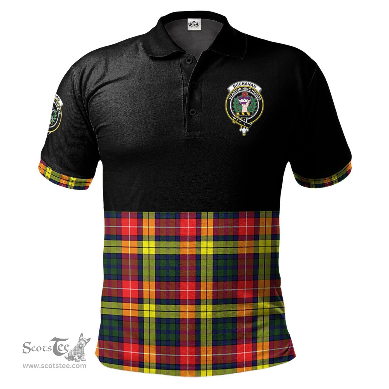 Scottish Buchanan Modern Clan Half Of Tartan Crest Tartan Polo Shirt Scottish Plaid Tartan Plaid - ScotsTee - scotstee.com