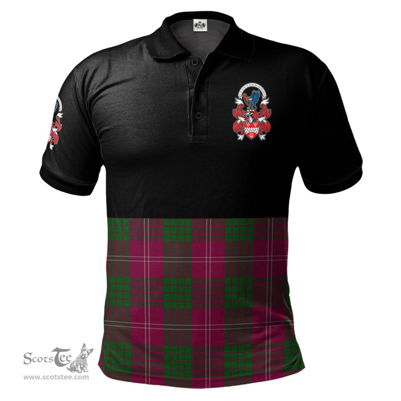 Scottish Crawford of NewZealand Clan Half Of Tartan Crest Tartan Polo Shirt Scottish Plaid Tartan Plaid - ScotsTee - scotstee.com