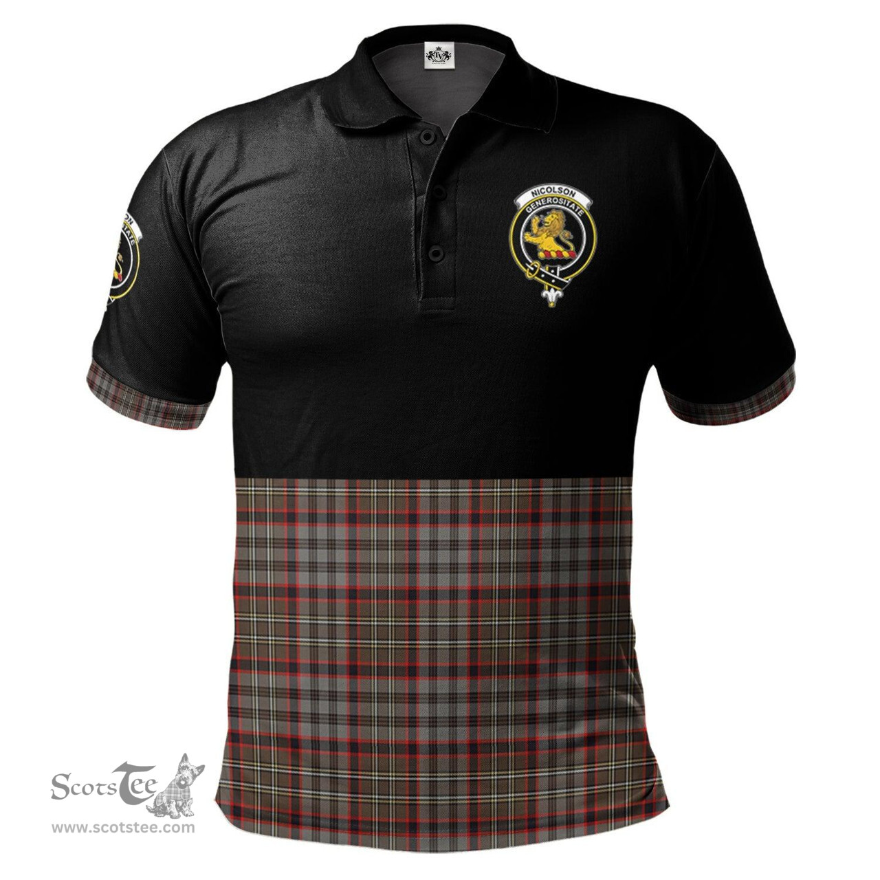 Scottish Nicolson Hunting Weathered Clan Half Of Tartan Crest Tartan Polo Shirt Scottish Plaid Tartan Plaid - ScotsTee - scotstee.com