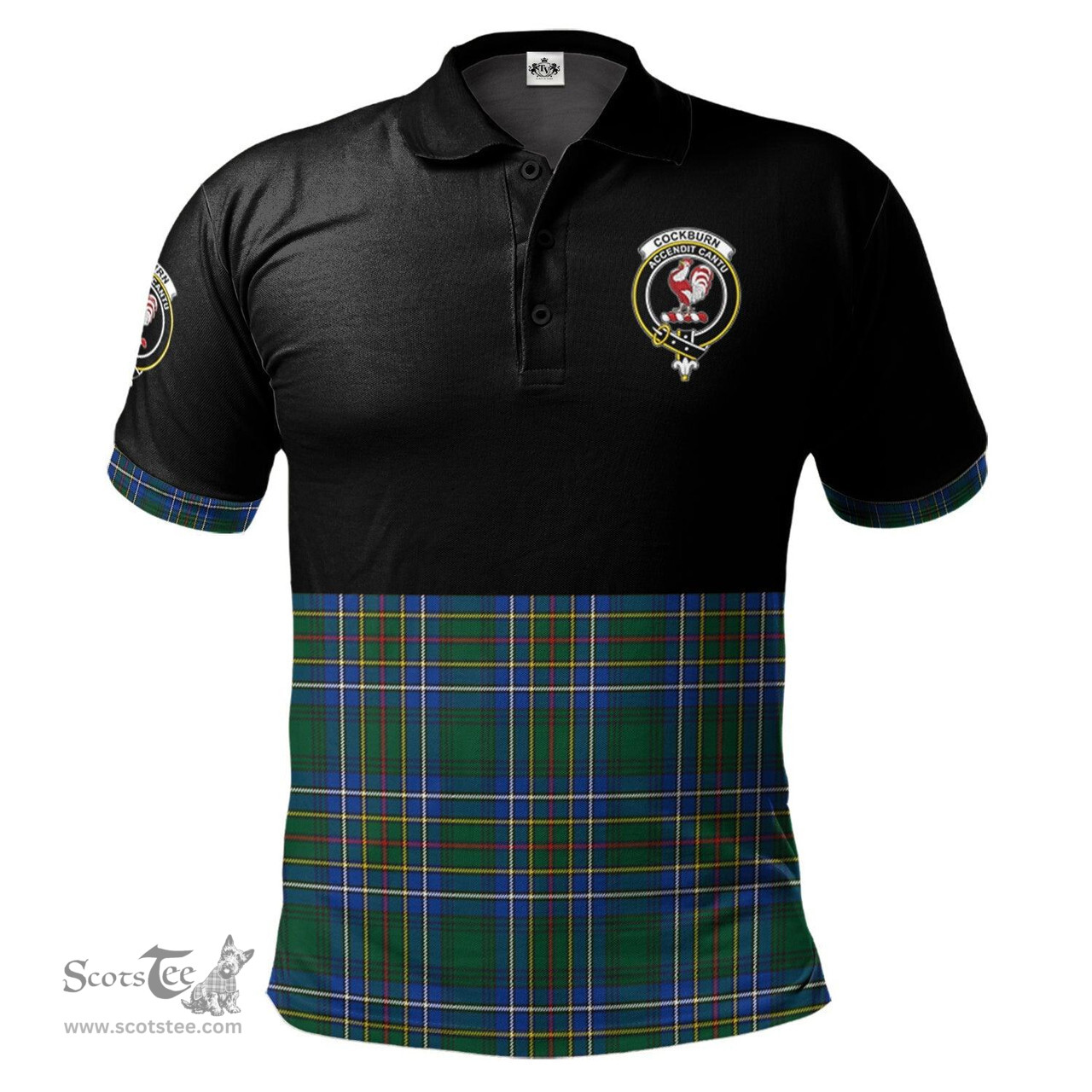 Scottish Cockburn Ancient Clan Half Of Tartan Crest Tartan Polo Shirt Scottish Plaid Tartan Plaid - ScotsTee - scotstee.com