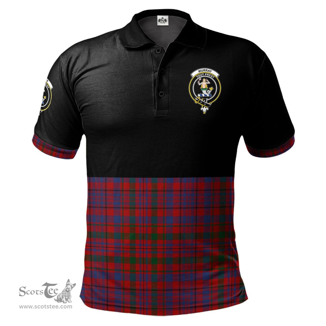 Scottish Murray of Tullibardine Clan Half Of Tartan Crest Tartan Polo Shirt Scottish Plaid Tartan Plaid - ScotsTee - scotstee.com
