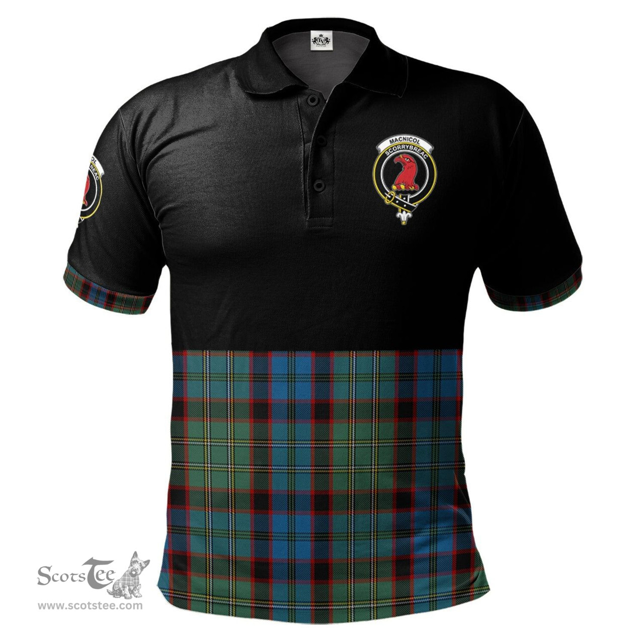 Scottish MacNicol Hunting Clan Half Of Tartan Crest Tartan Polo Shirt Scottish Plaid Tartan Plaid - ScotsTee - scotstee.com