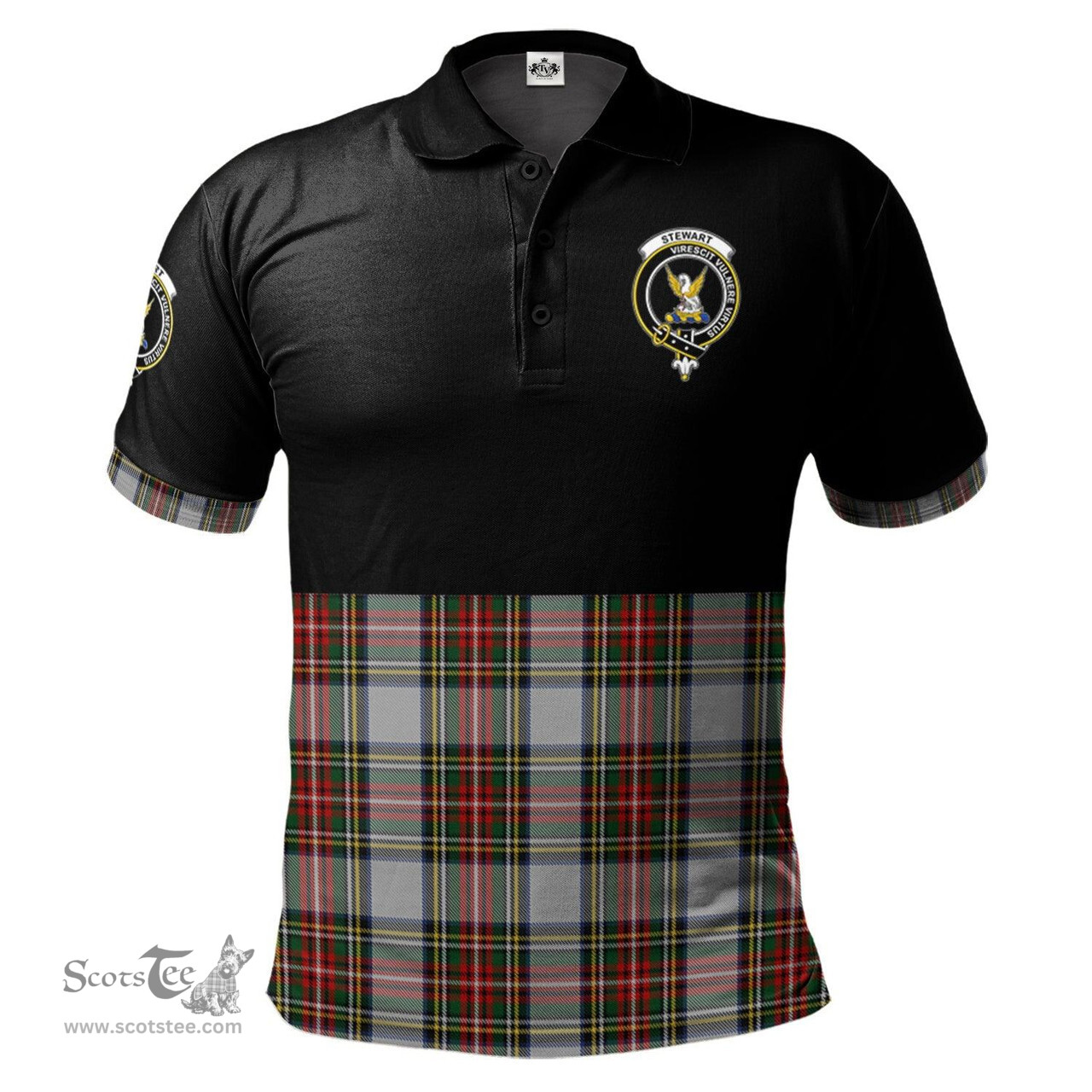 Scottish Stewart Dress Clan Half Of Tartan Crest Tartan Polo Shirt Scottish Plaid Tartan Plaid - ScotsTee - scotstee.com