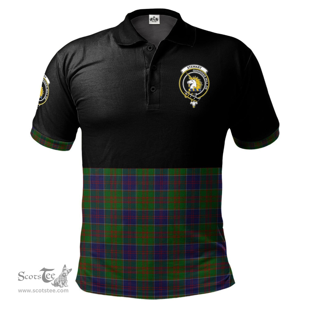 Scottish Stewart of Appin Hunting Clan Half Of Tartan Crest Tartan Polo Shirt Scottish Plaid Tartan Plaid - ScotsTee - scotstee.com