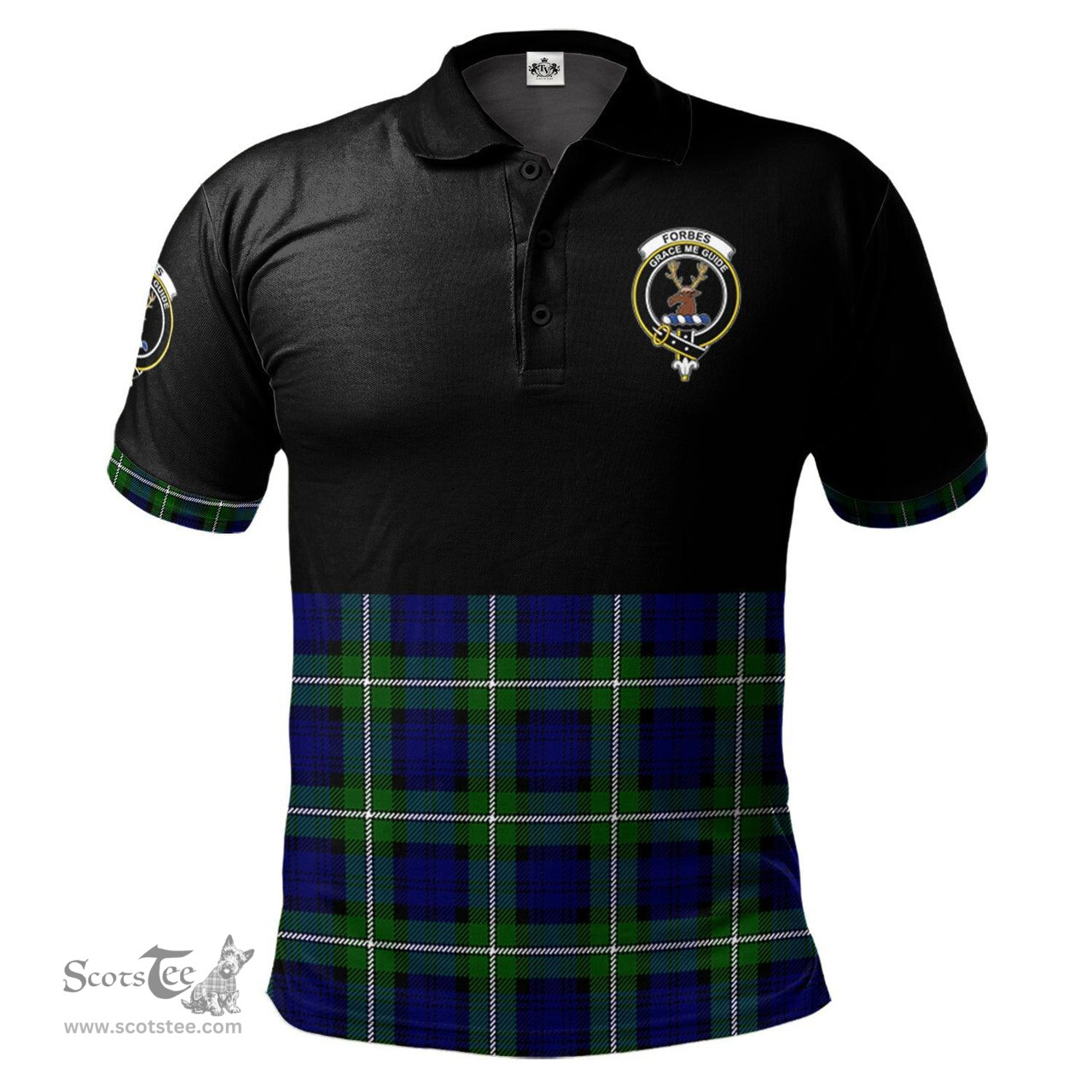 Scottish Forbes Modern Clan Half Of Tartan Crest Tartan Polo Shirt Scottish Plaid Tartan Plaid - ScotsTee - scotstee.com