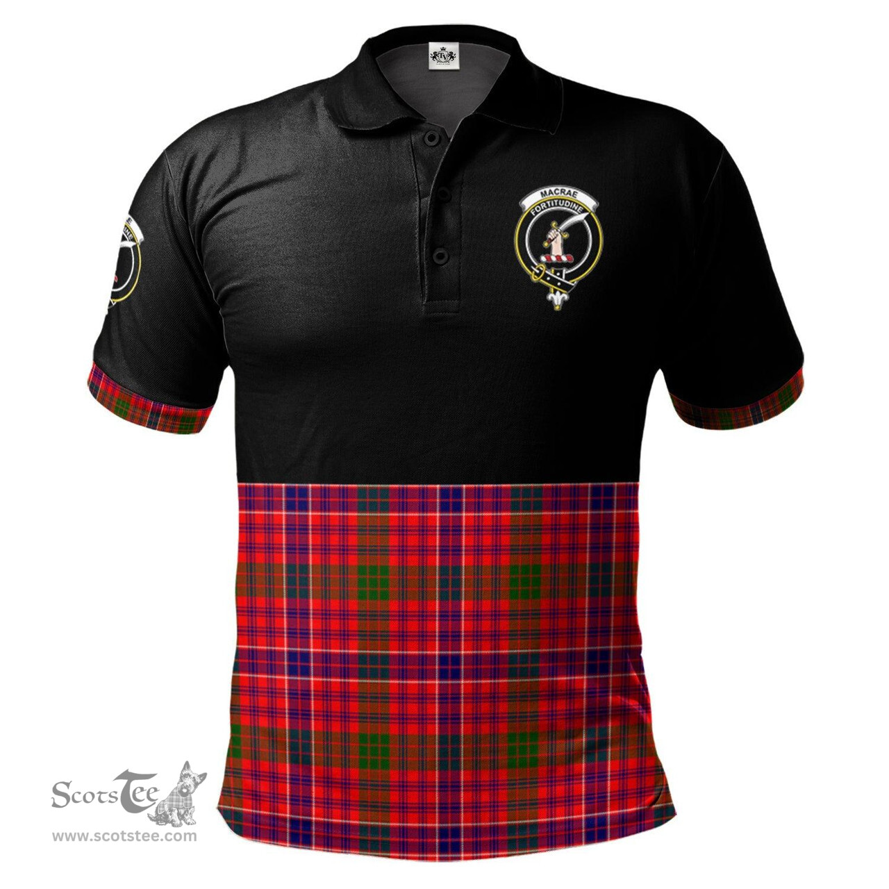 Scottish MacRae Modern Clan Half Of Tartan Crest Tartan Polo Shirt Scottish Plaid Tartan Plaid - ScotsTee - scotstee.com
